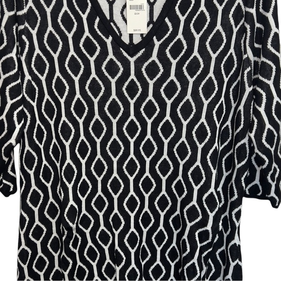 Lane Bryant Cozy Chic Black White Geometric Print Knit Sweater Tunic Dress - Picture 9 of 13
